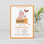 Invitation Baby-Q BBQ Cute Cochon Chef Moderne Garçon Fille (Debout devant)
