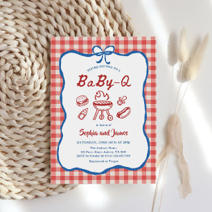 Invitation Baby Q BBQ de jardin Fête prénatale du 4 juillet