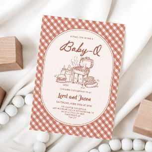 Invitation Baby Q BBQ Pique-Nique Cérémonie de Bébé Mixte