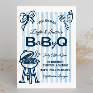 Invitation Baby Q Fête Prénatale BBQ pour Couple
