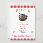 Invitation Baby Q Red Barbeque En vichy Baby shower (Devant)