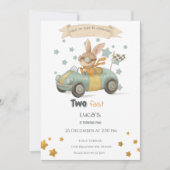 Invitation Baby Rabbit Race Cars 2e anniversaire (Devant)