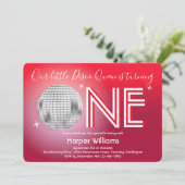 Invitation Baby Red Disco thème premier anniversaire (Debout devant)