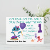 Invitation Baby Shark fête d'anniversaire personnalisée (Debout devant)