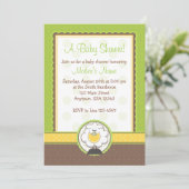 Invitation Baby Sheep Green Jaune Baby shower Brown Invitatio (Debout devant)