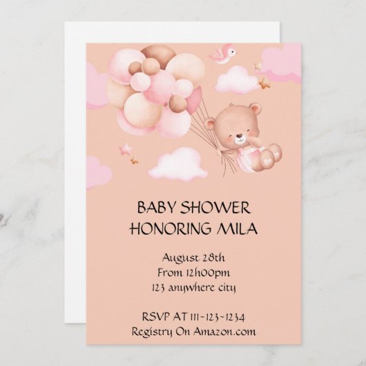 INVITATION BABY SHOWER (Devant / Derrière)