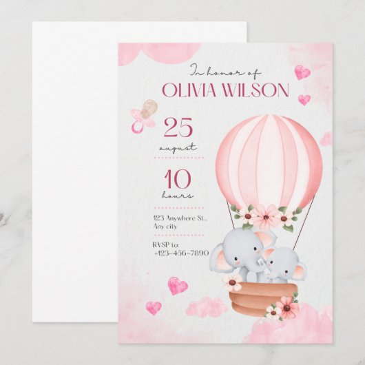 Invitation baby shower (Devant / Derrière)