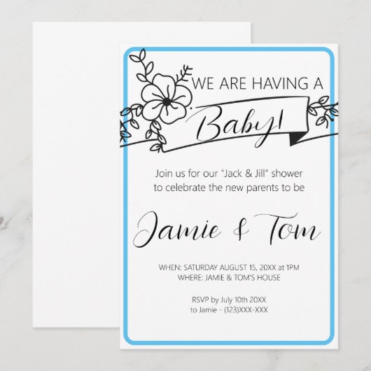 Invitation baby shower (Devant / Derrière)