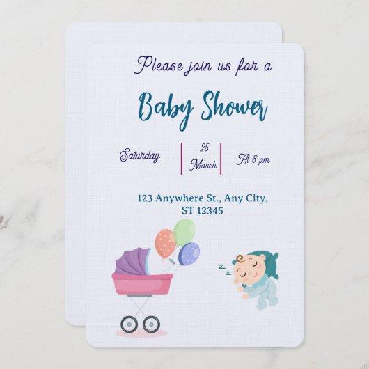 Invitation baby shower (Devant / Derrière)
