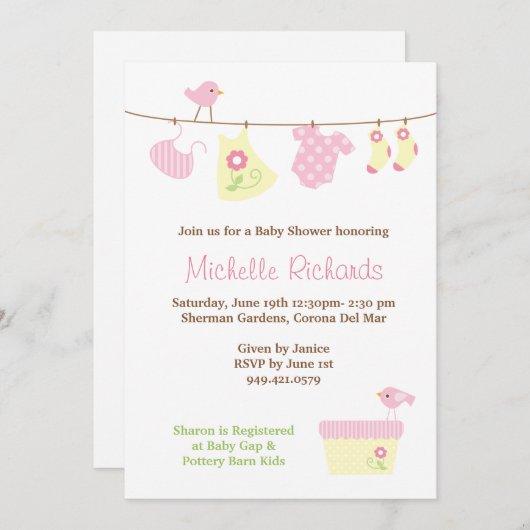 Invitation baby shower (Devant / Derrière)