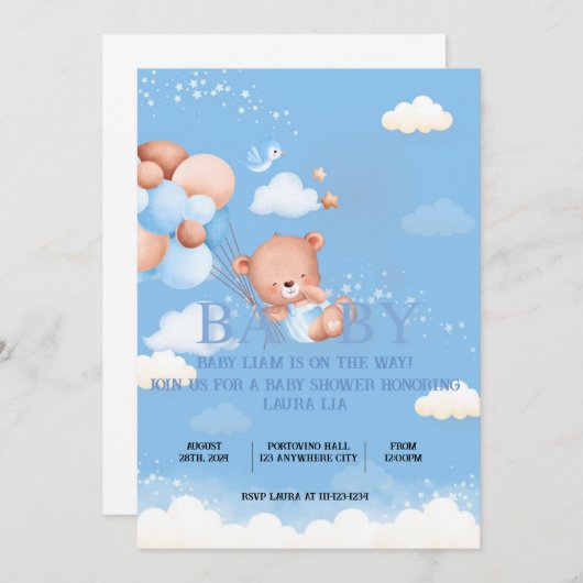 Invitation baby shower (Devant / Derrière)