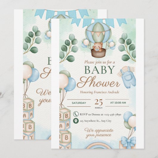 Invitation Baby shower (Devant / Derrière)