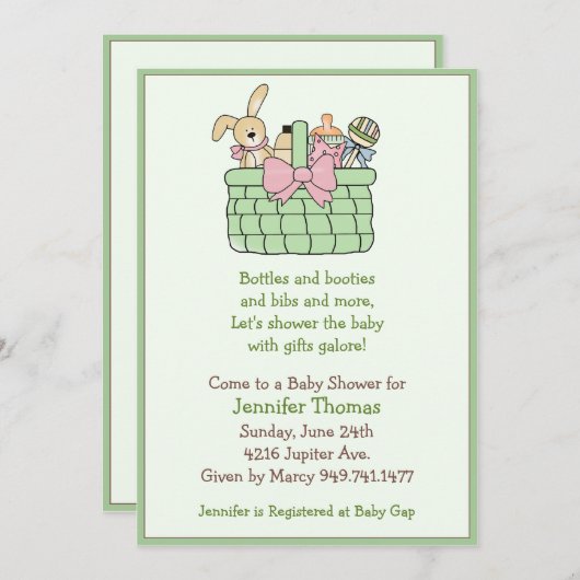 Invitation Baby shower (Devant / Derrière)