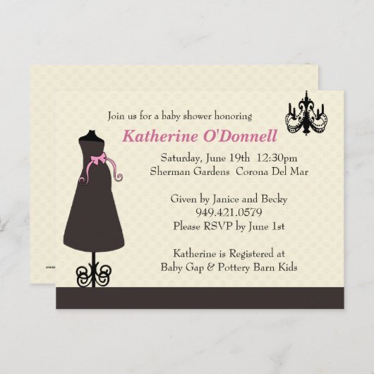 Invitation baby shower (Devant / Derrière)