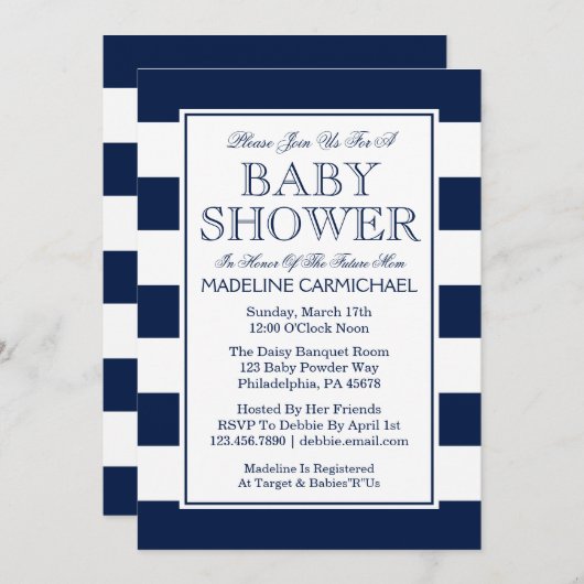 Invitation Baby shower (Devant / Derrière)