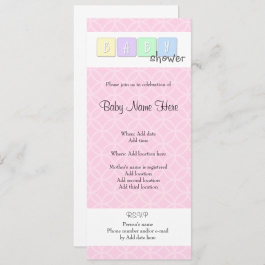 Invitation Baby shower (Devant / Derrière)