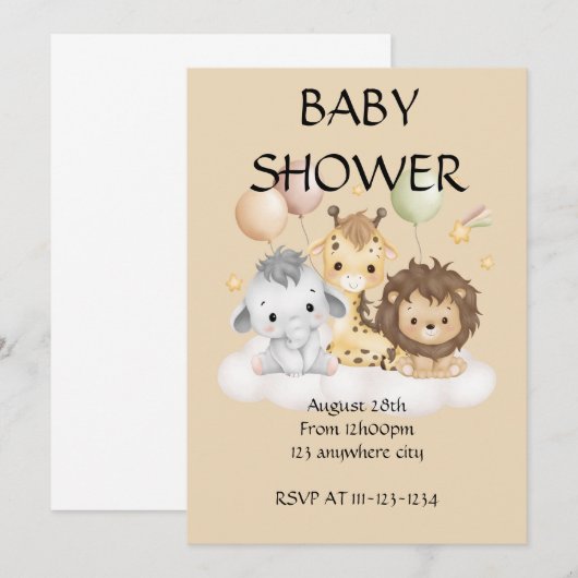INVITATION BABY SHOWER (Devant / Derrière)