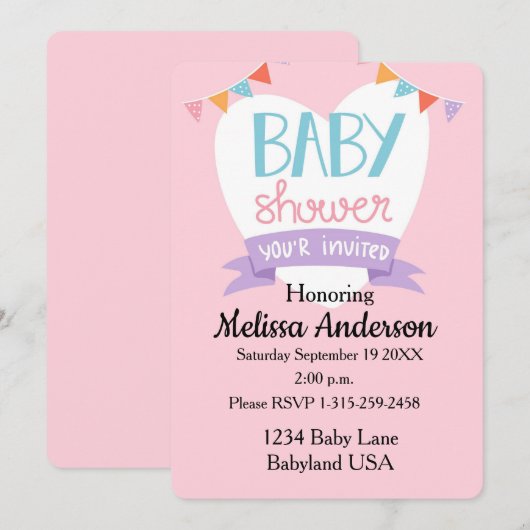 Invitation baby shower (Devant / Derrière)