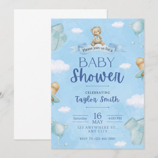 Invitation Baby shower (Devant / Derrière)