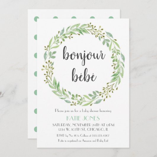 Invitation baby shower (Devant / Derrière)
