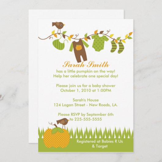 Invitation Baby shower (Devant / Derrière)