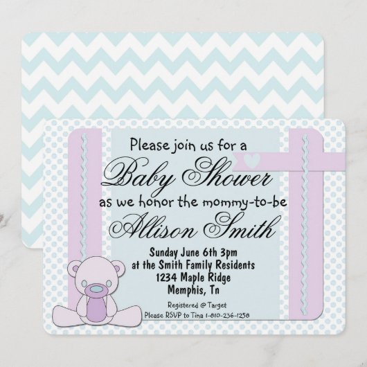 Invitation Baby shower (Devant / Derrière)