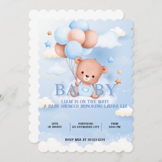 INVITATION BABY SHOWER (Devant / Derrière)