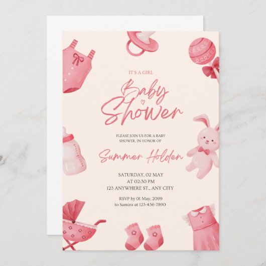 Invitation baby shower (Devant / Derrière)