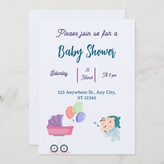 Invitation baby shower (Devant / Derrière)