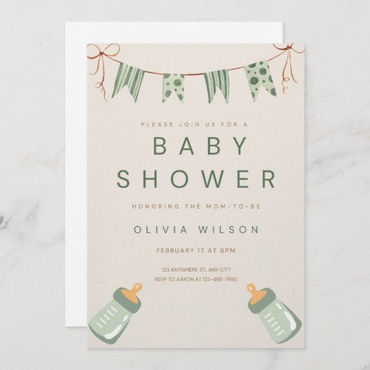 Invitation Baby shower (Devant / Derrière)