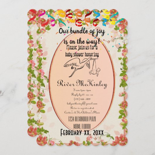 Invitation baby shower (Devant / Derrière)