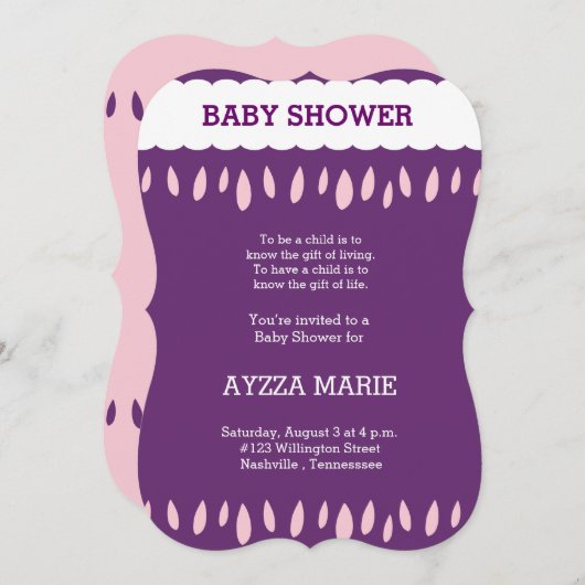 Invitation  baby shower (Devant / Derrière)
