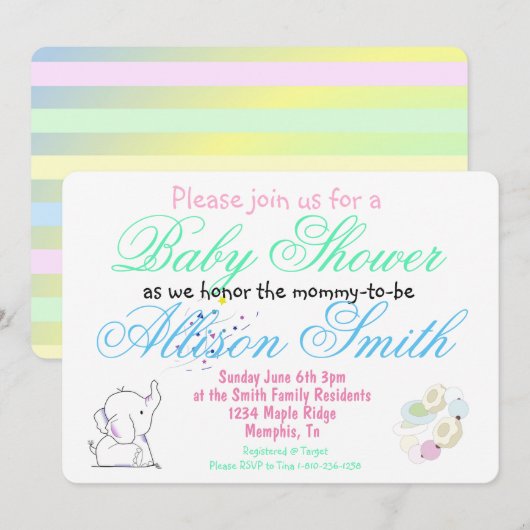 Invitation Baby shower (Devant / Derrière)