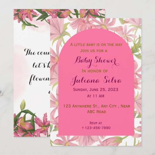 Invitation baby shower (Devant / Derrière)