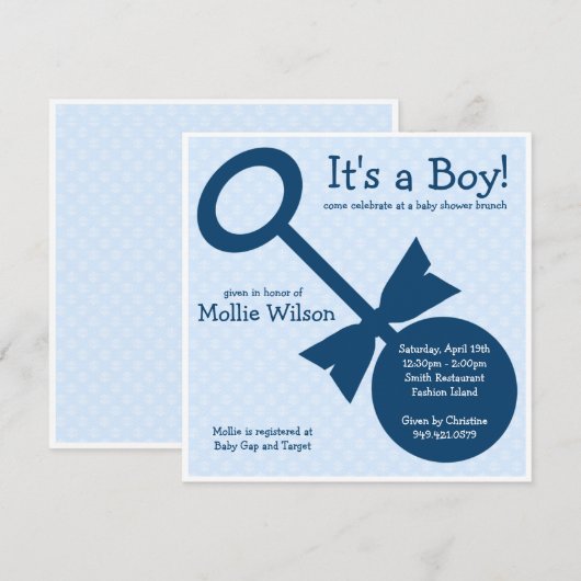 Invitation Baby shower (Devant / Derrière)