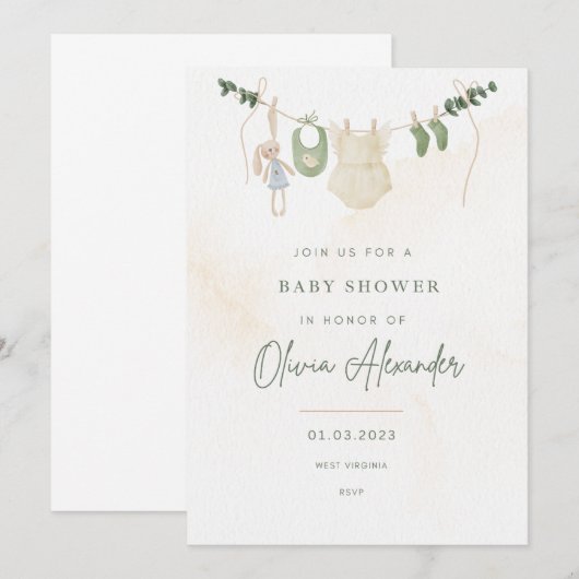 Invitation baby shower (Devant / Derrière)