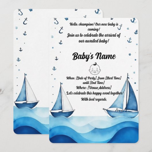 Invitation baby shower (Devant / Derrière)