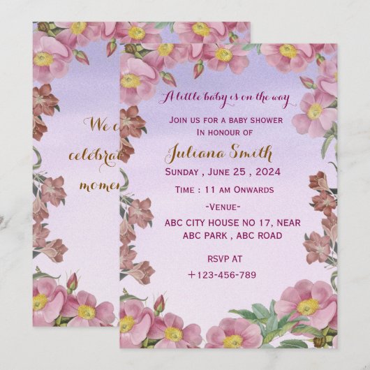 Invitation Baby shower (Devant / Derrière)