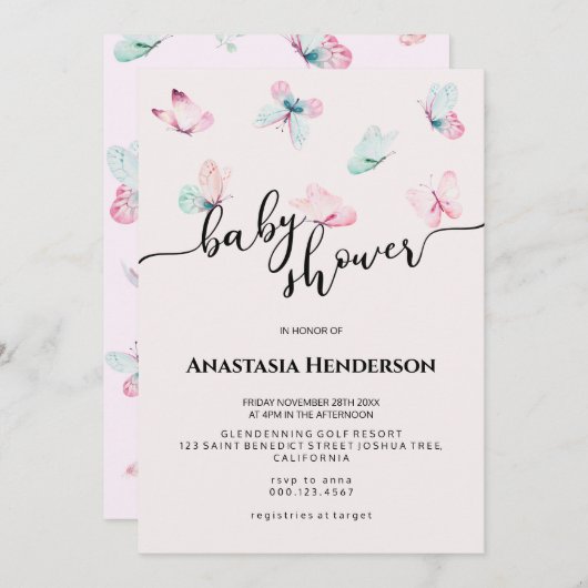 Invitation baby shower. (Devant / Derrière)