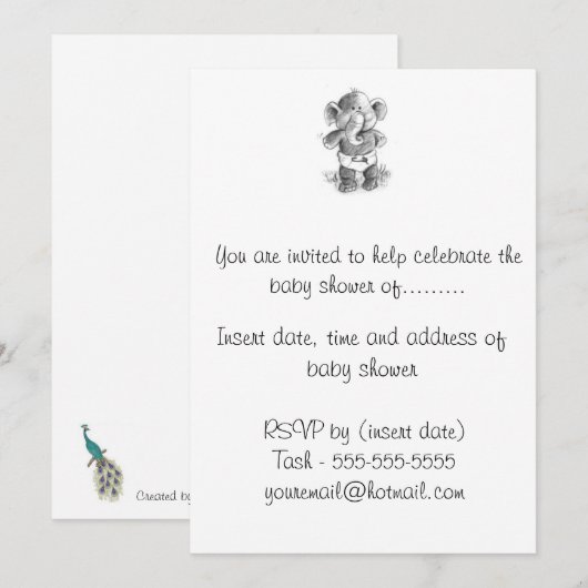 Invitation Baby shower (Devant / Derrière)