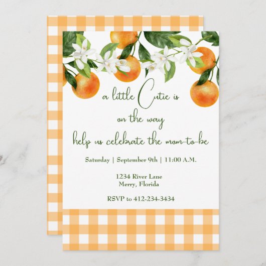 Invitation baby shower (Devant / Derrière)