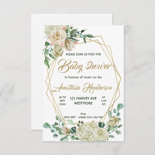 Invitation baby shower (Devant / Derrière)