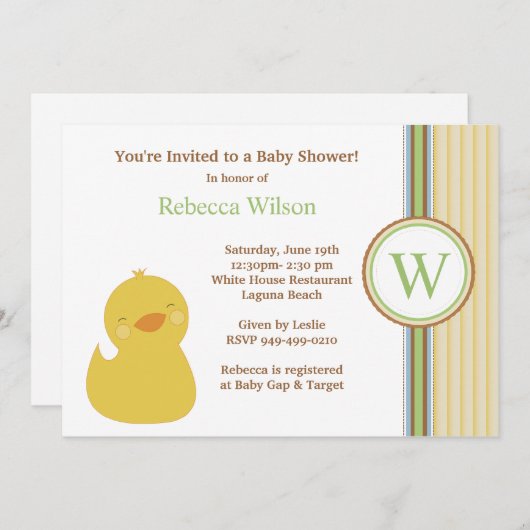 Invitation Baby shower (Devant / Derrière)