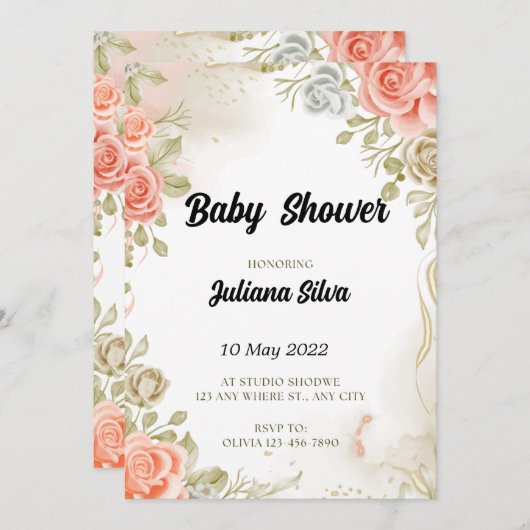 Invitation baby shower (Devant / Derrière)