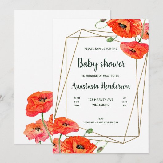 Invitation baby shower (Devant / Derrière)