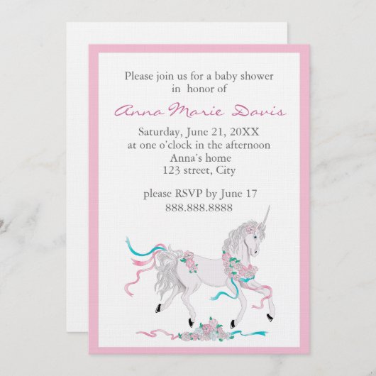 Invitation Baby shower (Devant / Derrière)