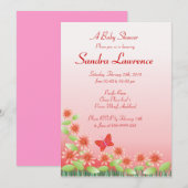 Invitation Baby shower : 004 Daisy & Butterfly (Devant / Derrière)