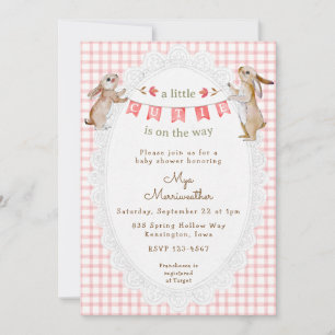 Invitation Baby shower 007 Lapin Sucré Rouge à Carreaux