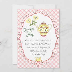 Invitation Baby Shower 007 Tendance Gingham Rose Bebe
