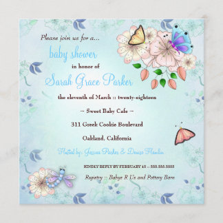 Invitation Baby shower #2 bleu de jardin de LGC |
